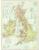 UK. Physical map British Isles; Inset of Orkney & Shetland Islands 1881