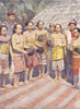 AUSTRALIA. Australia. Dayak women dancing with human heads;  1900 old print