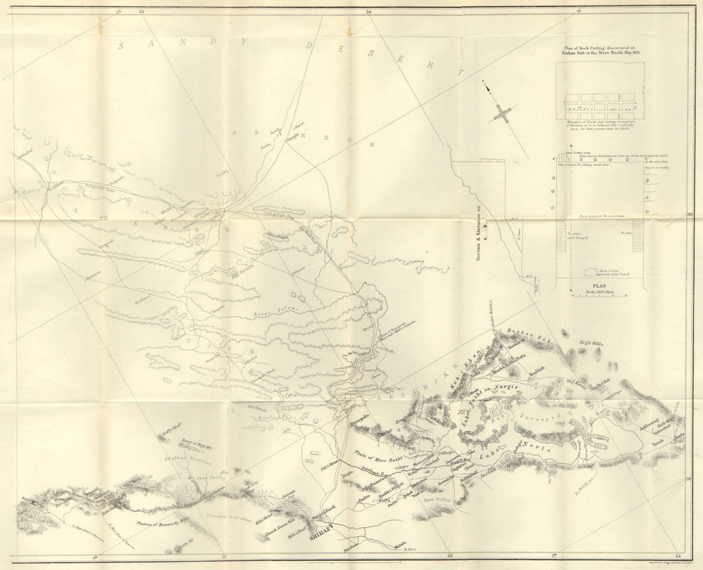 IRAN. SW Routes survey 1881-82 West sheet; Qadamgah Merv dusht. RGS map 1883