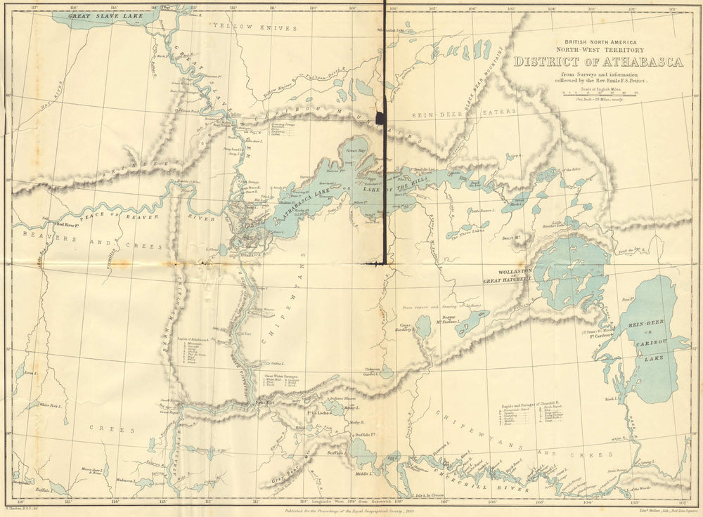 CANADA.British North America North–West territory Athabasca. RGS map 1883