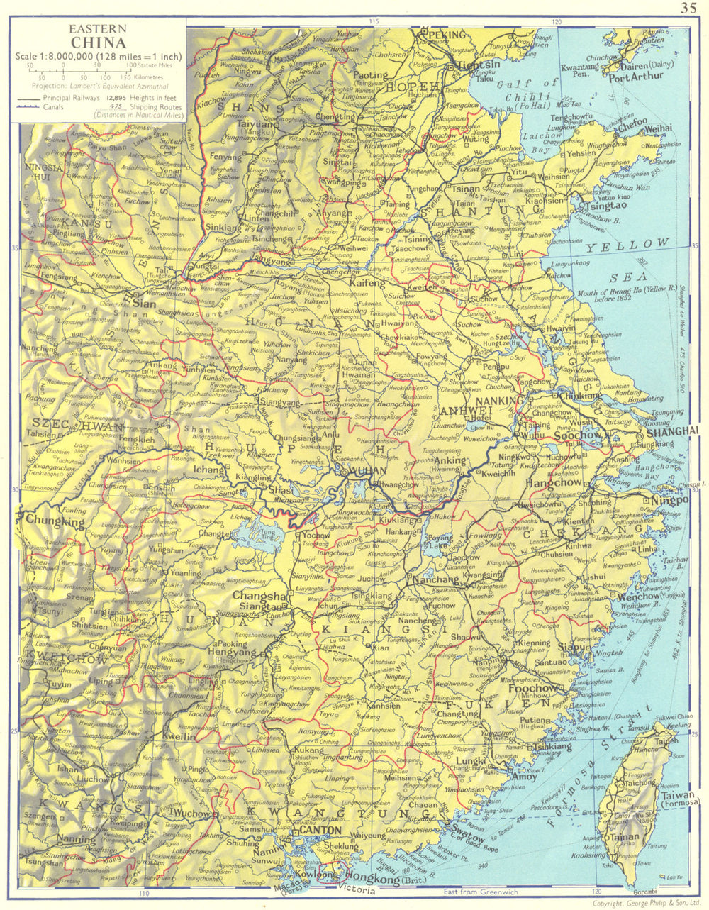 CHINA. Eastern China 1962 old vintage map plan chart