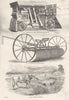 FARM TOOLS.Garrett Son's Thrashing machine;Ransomes Horse Rake;Roman Reaper 1880