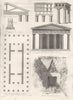 GREECE. Architecture. Column treasury Atreus; temple Theseus Athens 1880 print