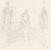 SCULPTURE ITALIAN. St. George; Lorenzo; Moses; Statues, Duke Urbino 1880 print