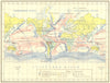WORLD. Zeestroomen- Regen en Sneeuwval 1922 old antique vintage map plan chart