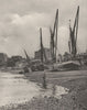 LONDON. Barges aground at Mortlake with the tide at full ebb 1926 old print