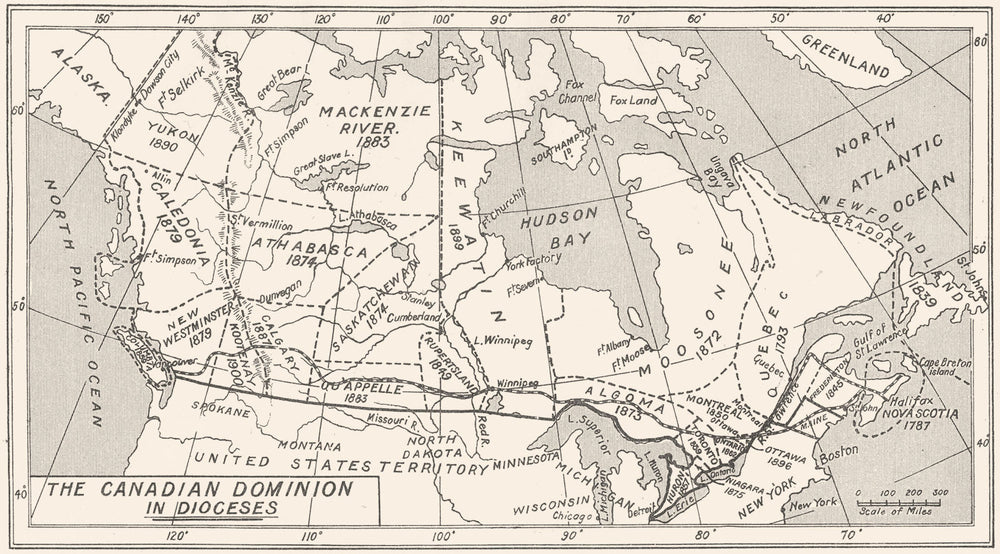 CANADA. The Canadian Dominion in Dioceses. Anglican Christianity 1922 old map