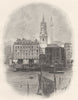 LONDON. St. Magnus church and the Monument 1901 old antique print picture