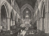 WALES. Llandaff Cathedral. The Nave and Choir 1901 old antique print picture