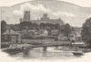 CAMBRIDGESHIRE. Ely Cathedral, from the River 1901 old antique print picture