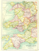 WALES & SOUTH WEST ENGLAND.Shows railways canals coach steamer routes 1909 map