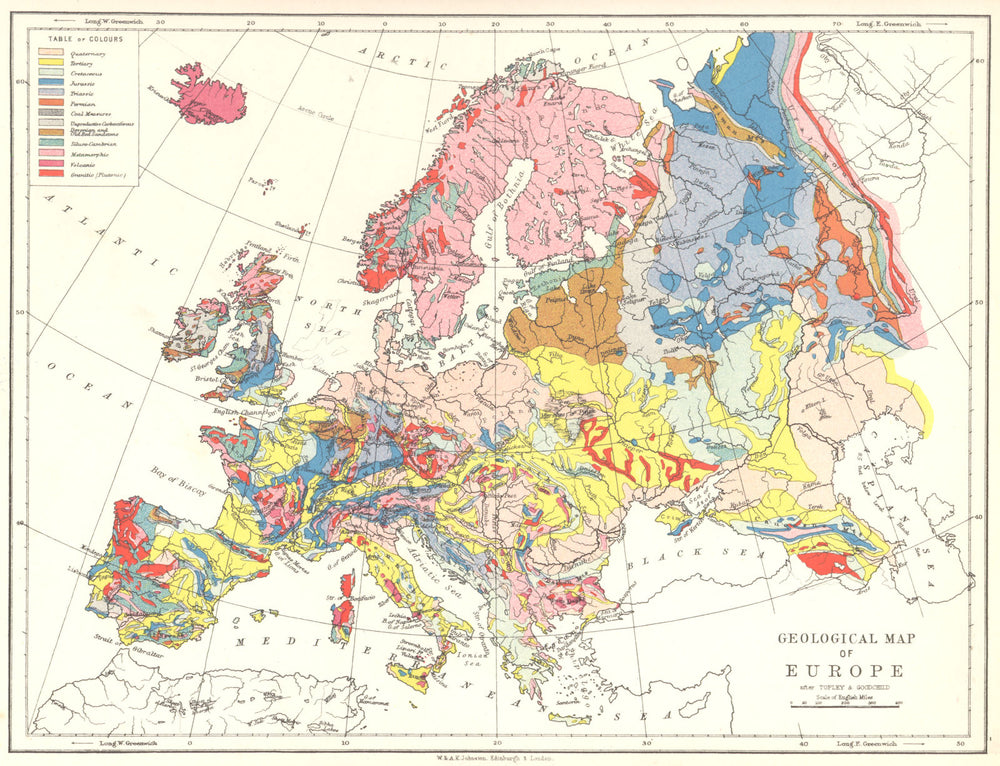 EUROPE. Geographical map of Europe 1897 old antique vintage plan chart