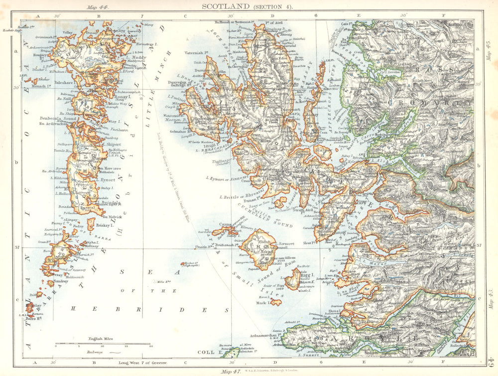 SCOTLAND. Long Island North South Uist;Isle of Skye;Rum;Barra; Hebrides 1897 map