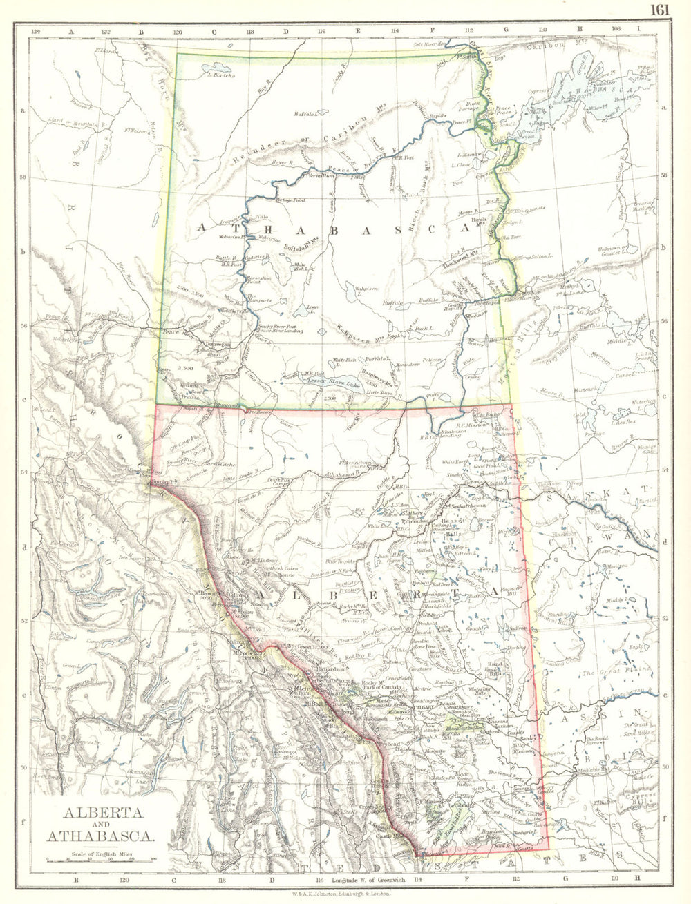CANADA. Alberta and Athabasca 1897 old antique vintage map plan chart