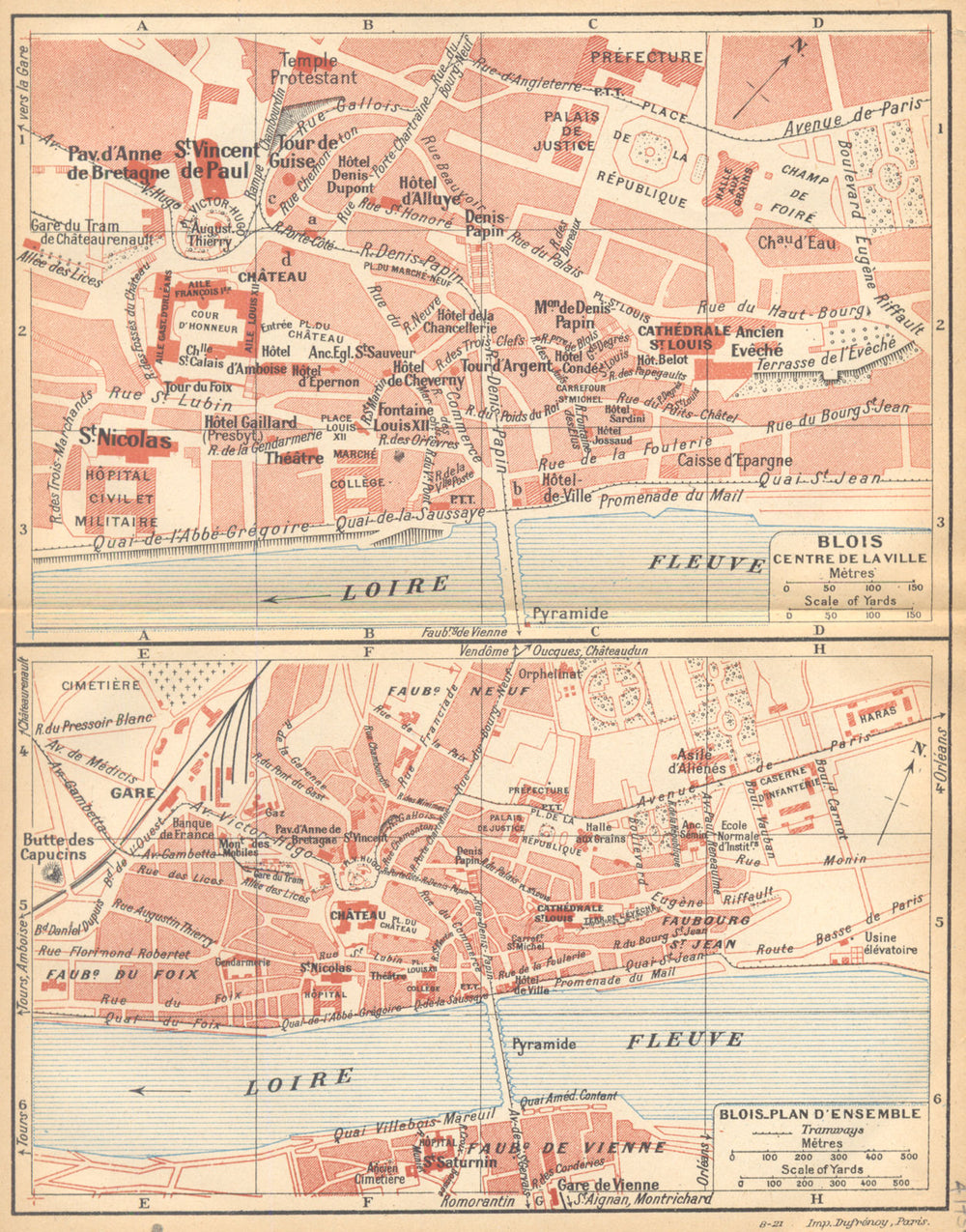 LOIR- ET- CHER. Blois centre de la Ville; Blois_Plan D'ensemble 1922 old map