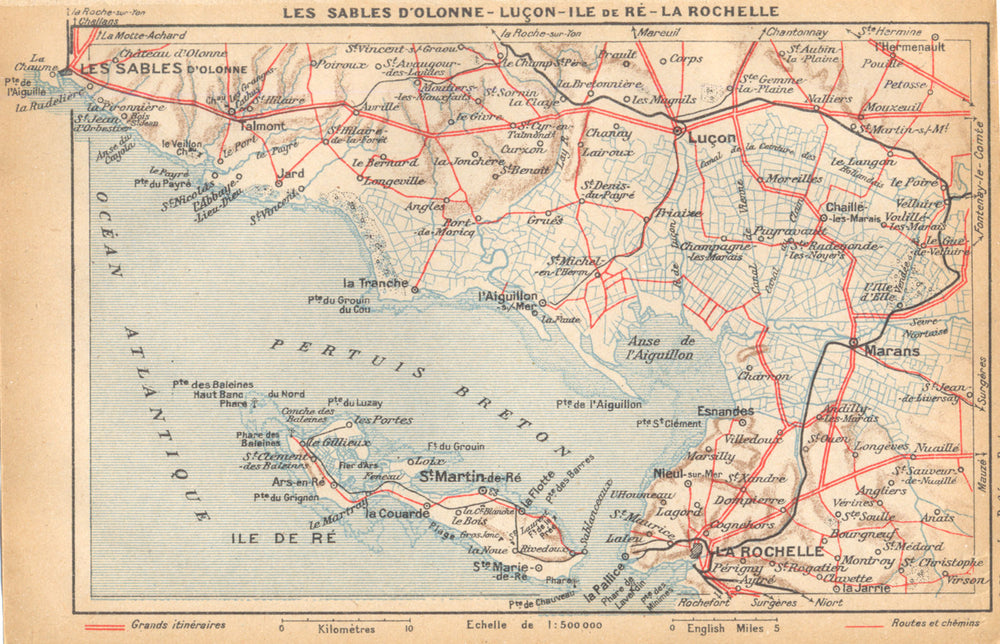 VENDÉE. Les Sables D'olonne- Luçon- Ile de Ré- La Rochelle 1922 old map