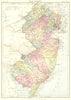 NEW JERSEY. State map showing counties. Britannica 9th edition 1898 old