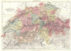 SWITZERLAND. Showing cantons. Britannica 9th edition 1898 old antique map