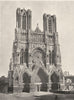 MARNE. Reims- Façade occidentale de la Cathédrale 1906 old antique print