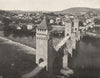 LOT. Cahors- Pont Valentré 1904 old antique vintage print picture