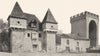 LOT. Cahors- La Barbacane et la tour de la Barre. SMALL. 1904 old print