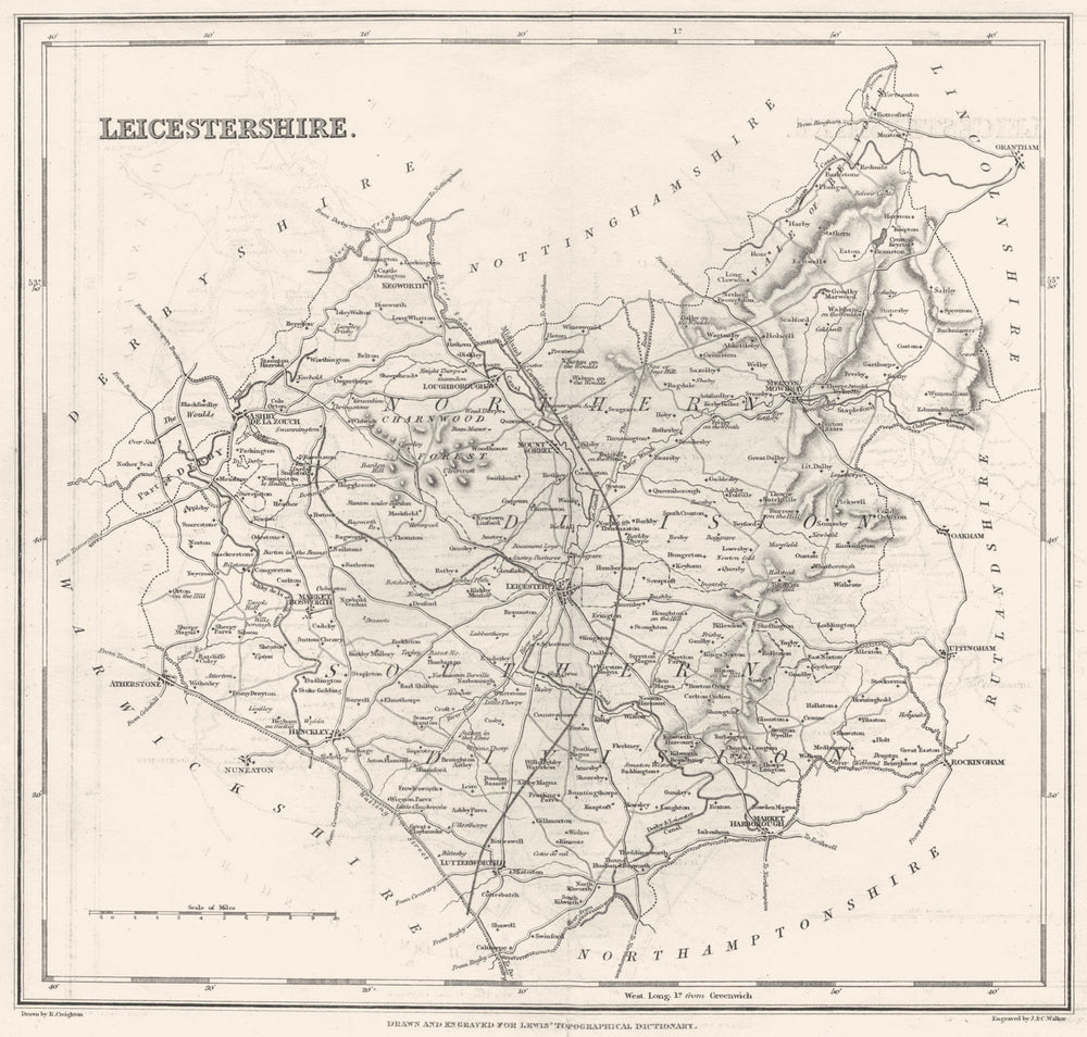 LEICESTERSHIRE. Leics. Lewis 1831 old antique vintage map plan chart