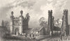 ESSEX. Remains Beckenham Hall. Figures. cows. Cart. (Bartlett) 1834 old print