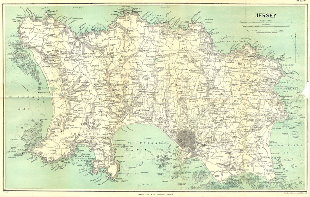 JERSEY. Map. St Helier. WARD LOCK c1967 old vintage plan chart