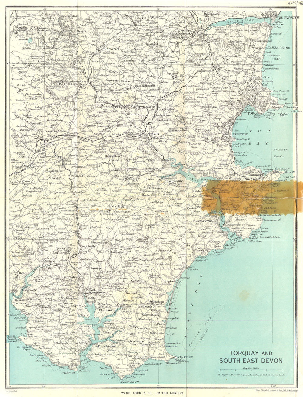 SOUTH-EAST DEVON. Torquay Salcombe Brixham Paignton. WARD LOCK 1952 old map