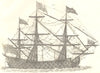 SHIPS. A first rate ship of war with rigging &c. at anchor 1830 old print