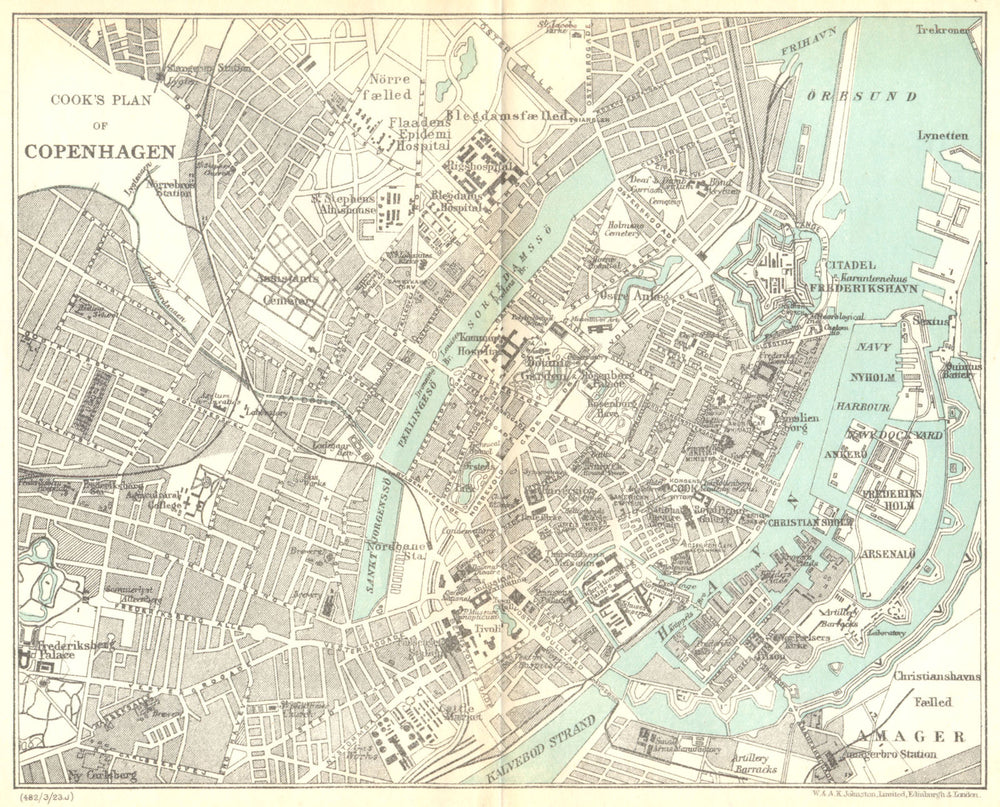 DENMARK. Thomas Cook's town plan of Copenhagen København Kobenhavn 1923 map
