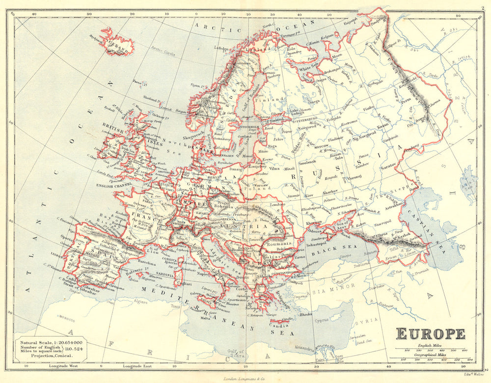 EUROPE. Great Powers Austria-Hungary, German/Prussian states. Butler 1888 map