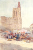 YONNE. Sens. Street market. Donkey 1907 old antique vintage print picture