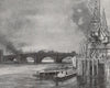 LONDON. London Bridge from Billingsgate Wharf, by Patrick Hall 1947 old print