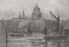 LONDON. St. Paul's from Bankside, by S. Dennant Moss 1947 old vintage print
