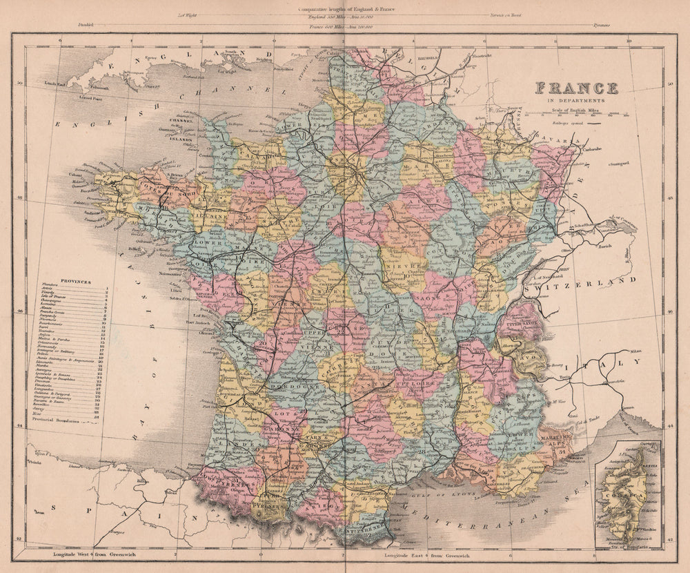 FRANCO-PRUSSIAN WAR. France in Departments 1875 old antique map plan chart