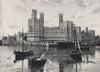 WALES. Carnarvon Castle 1900 old antique vintage print picture