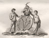POULETT. Coat of Arms. Heraldry 1790 old antique vintage print picture