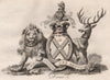 DOVER. Coat of Arms. Heraldry 1790 old antique vintage print picture