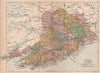 COUNTY CORK. Antique county map. Munster. Ireland. BARTHOLOMEW 1882 old