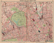 LONDON. Regents Park Camden Town Marylebone St John's Wood Bloomsbury 1913 map