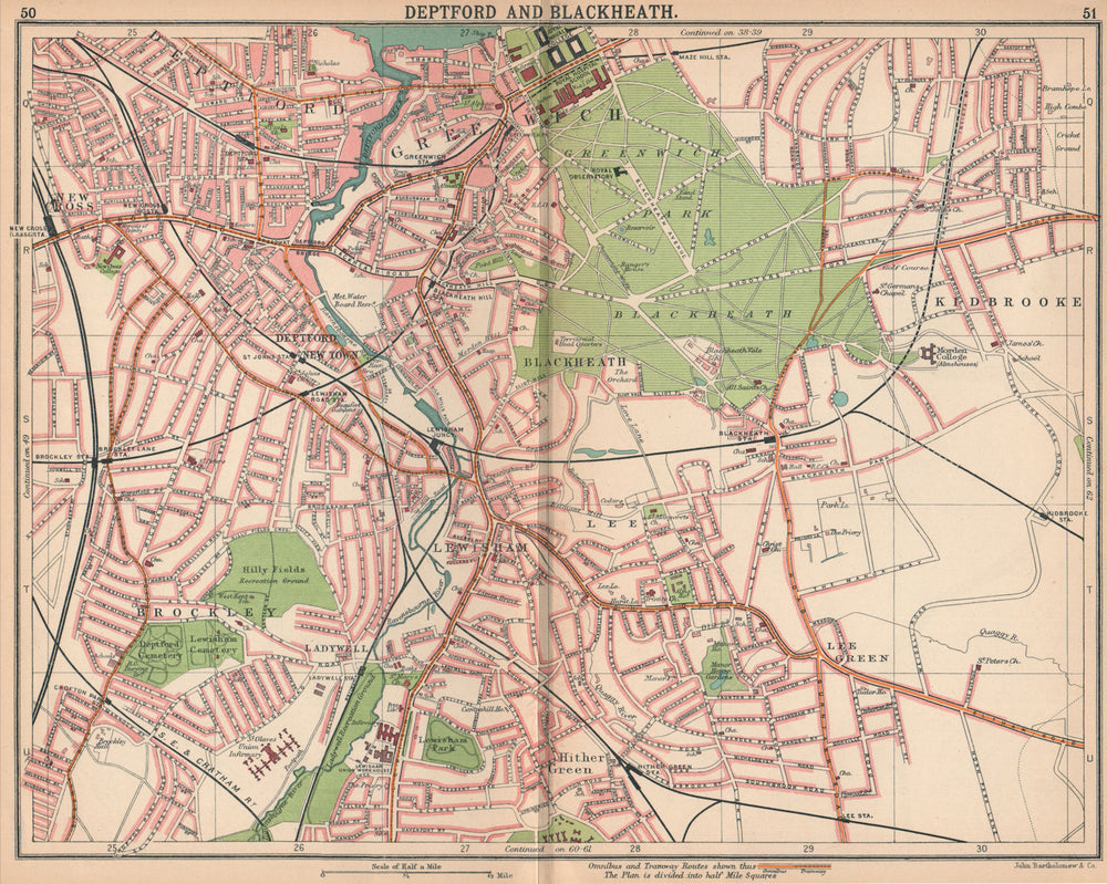 LONDON SE. Deptford Blackheath Greenwich Kidbrooke Brockley New Cross 1913 map