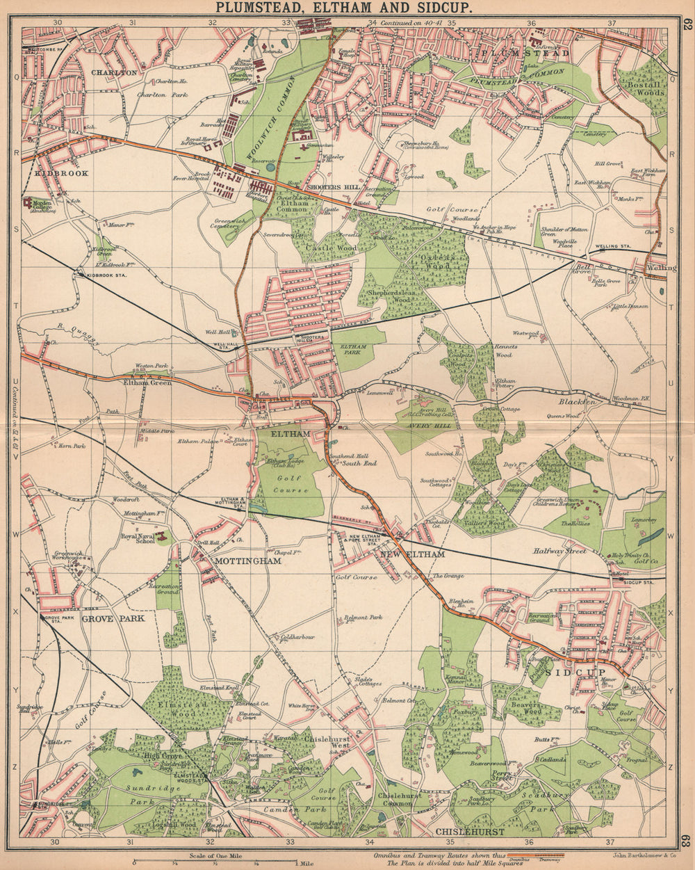 LONDON SE. Plumstead Eltham Sidcup Mottingham Kidbrook Chislehurst 1913 map