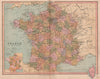 FRANCE. No Alsace Lorraine. Alpes-Maritimes excludes Menton. COLLINS 1880 map