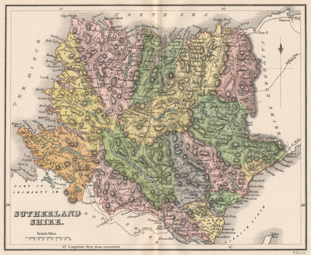 SUTHERLANDSHIRE. Antique county map. Parishes. Scotland. LIZARS 1885 old