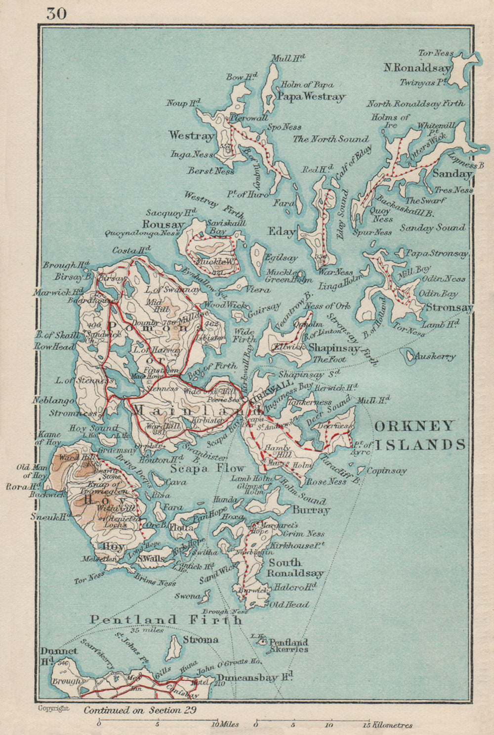 ORKNEY ISLANDS. Vintage map plan. Kirkwall Hoy Scotland 1932 old vintage