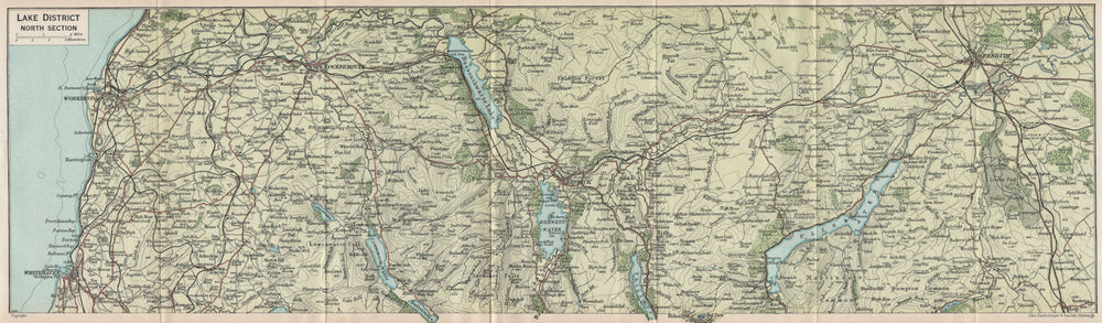 LAKE DISTRICT NORTH. Keswick Ullswater Derwent Water Bassenthwaite 1930 map