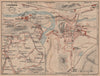 LOURDES. Vintage town map plan. Hiking trails. Hautes-Pyrénées 1921 old