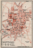 SANTIAGO. Vintage town city map plan. Spain 1930 old vintage chart