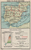 SPAIN INDEX MAP. Vintage map plan 1930 old vintage chart
